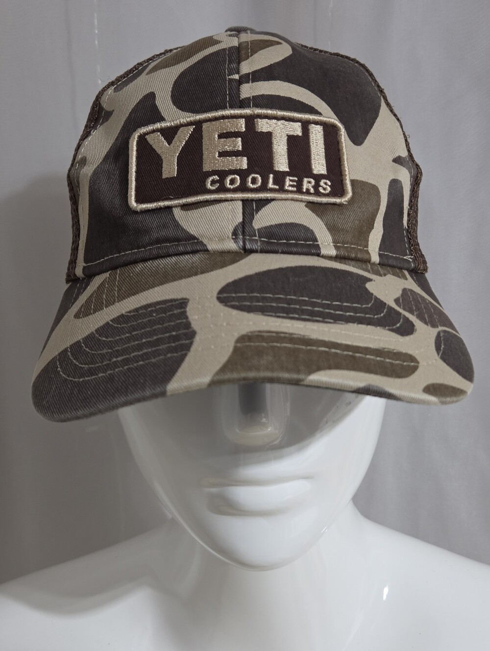 YETI - Brown Camo Distressed Look Mesh Snapback Ball Cap - 2015
